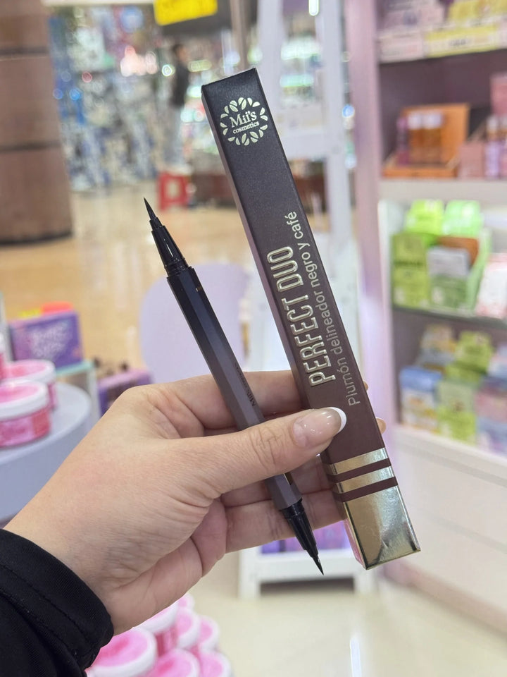 Delineador pro doble negro/Cafe