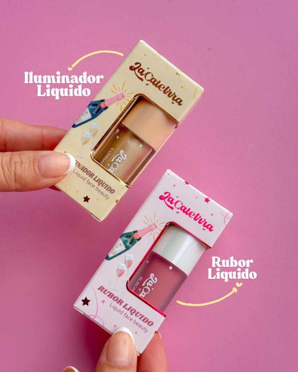 Dúo Blush e iluminador liquido