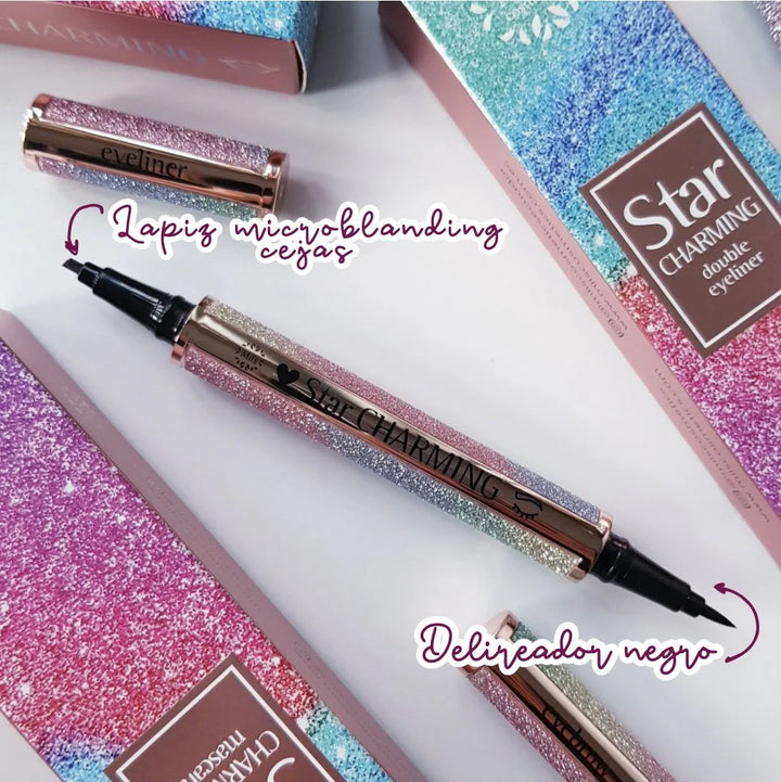 Dúo Delineador negro/Lapiz microblanding Cejas Star descripcion